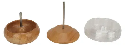 Produktbild von Perlenspinne für die Schmuckherstellung, Armbandspinner aus Holz mit Perlenschale und Perlnadeln mit großem öhr zur Herstellung von Perlenschmuck