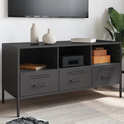 Image de Maison Exclusive - Meuble TV noir 100,5x39x50,5 cm Acier