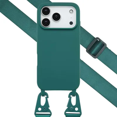 Zdjęcie produktu dla Selencia Silikonowe etui z odłączanym przewodem do Apple iPhone 17 Pro - Ciemnozielony