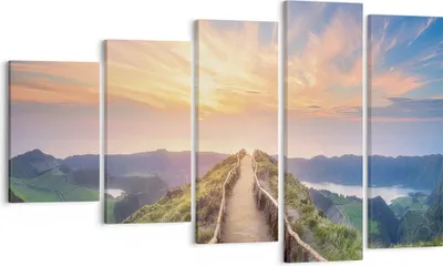 Produktbild von Bild auf Leinwand - Leinwandbild - 5 Teile - Trail Berg Azoren - 100x60cm - Wand Bild - Wanddeko - Wandbilder - Leinwanddruck - Bilder - Wanddekoration - Leinwand bilder - Wandbild - EG100x60-4333