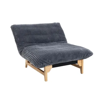Image de Fauteuil Cosy Bodenstuhl en corde, sans accoudoirs, de couleur grise avec pieds en bois