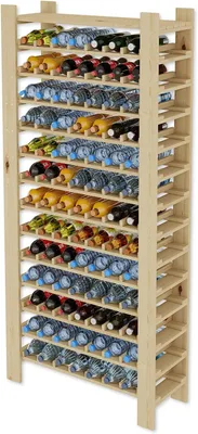 Image de Étagère en bois pour 91 bouteilles, dimensions : 174 x 80 x 29,2 cm