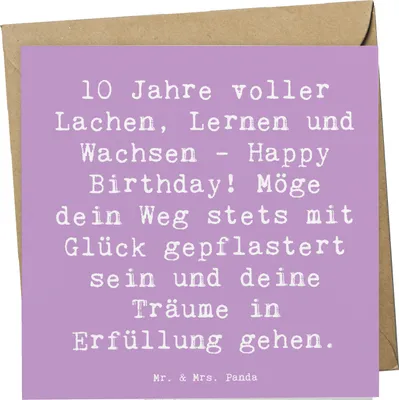 Produktbild von Mr. & Mrs. Panda Klappkarte Spruch 10. Geburtstag Feier - Lavendeltraum - Geschenk, Meilenstein, faltkarte, Geschenke für Kinder, doppelkarte, Grußkarte, Alter, zehnter