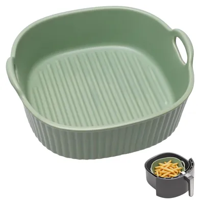 Produktbild von Keramische hitzebeständige runde Auflaufform 18 cm, grün, für Heißluftfritteuse
