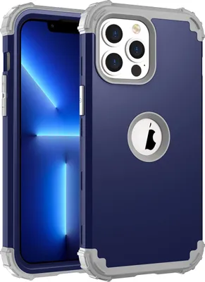 Produktbild von iPhone 13 Pro Hülle, 3 in 1 Hybrid PC TPU Stossfest Robust Schutzhülle für iPhone 13 Pro Navy blau
