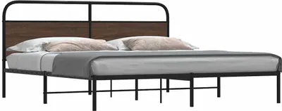 Immagine prodotto di Maison Exclusive - Letto in metallo senza materasso, effetto rovere marrone, 183x213 cm