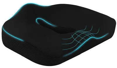 Productafbeelding van Zitkussen, ergonomisch, ademende hoes, antislip, 44x39x13 cm, zwart