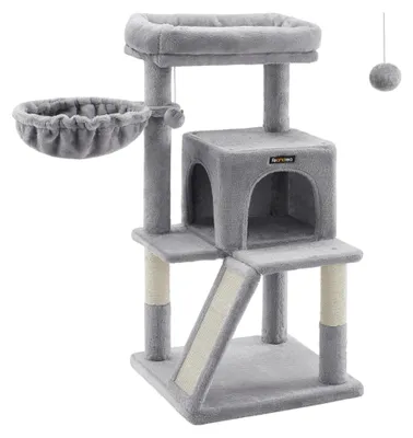 Image de FEANDREA Arbre à chat gris avec plateforme et balle en peluche