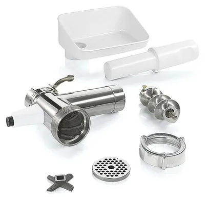 Produktbild von Bosch MUZS2FWW, Fleischwolf-Set, Satinierter Stahl, Weiß, 255 mm, 120 mm, 180 mm, 764 g