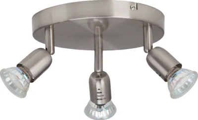 A three-headed ceiling spotlight with adjustable heads.