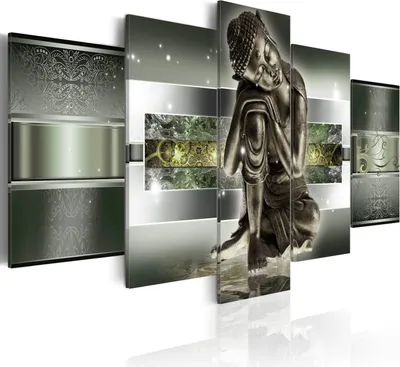 Immagine prodotto di Quadri da parete con Buddha, 100x50 cm, set di 5 pezzi – Quadri per il soggiorno, stampe su tela moderne, decorazioni murali per la camera da letto, stampe su tela, modello 020113-291
