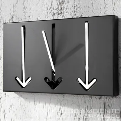 Produktbild von riess-ambiente Moderne Design Wandgarderobe ARROW 30cm schwarz mit 3 Haken Garderobe Flurgarderobe