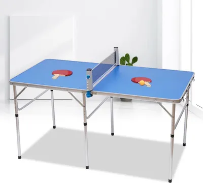 Obrázek produktu pro Stůl na stolní tenis – sada pingpongového stolu – deska z MDF – hliníkový rám – vysoká nosnost – včetně míčků a pálek