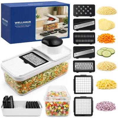 Produktbild von WELLHAUS Hand-Gemüsehäcksler 1,7 l B871-F Zerkleinerer mit Seilzug Küchenhacker für Gemüse Obst und Zwiebeln