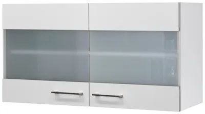Produktbild von Flex Well Hängeschrank mit Glastür Varo BxTxH 100 x 32 x 54,8 cm weiß matt zerlegt Anschlag links rechts 00010994