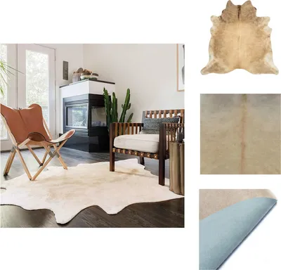 Produktbild von vidaXL Teppich Echtes Rindsleder 150×170 cm Beige -  Teppiche