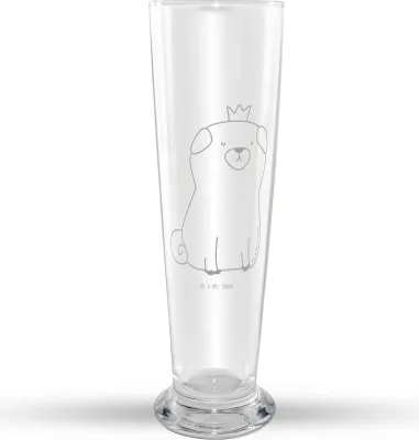 Produktbild von Mr. & Mrs. Panda Bierglas Mops Krone - Transparent - Geschenk, Bier Glas, Weißbierglas, Hund, Weizen, Mr Mrs Weizenglas, Königlich, Weizenbier, Sprüche, Allergisch