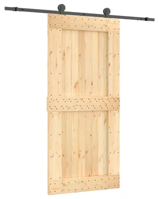 Produktbild von Schiebetür Natürlich und Schwarz 95 x 210 cm Massivkiefer