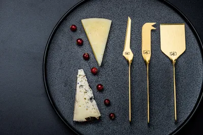 Produktbild von Käse- und Buttermesser Set, Edelstahl, 6-teilig, Gold