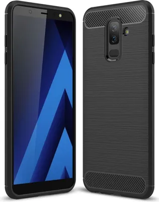 Produktbild von Samsung Galaxy A6 Plus 2018 Hülle Silikon Schwarz Carbon Optik Case TPU Handyhülle Bumper 211772