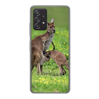 Produktbild von MuchoWow® Handyhülle Schutzhülle Hülle für Samsung galaxy a73 Känguru - Blumen - Jung Silikon Softcase Handy Hülle - Handyhülle