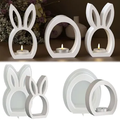 Produktbild von 2er Set Silikonformen Osterhase & Osterei für Kerzen & Deko