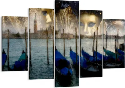 Produktbild von Bild auf Leinwand - Leinwandbild - Gondel Wasser Kanal - 150x100cm - Wand Bild - Wanddeko - Leinwanddruck - Bilder - Kunstdruck - Wanddekoration - Leinwand bilder - Wandkunst - EA150x100-0250