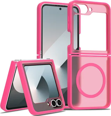 Immagine prodotto di Custodia magnetica per Samsung Galaxy Z Flip 6, compatibile con MagSafe, retro traslucido opaco, resistente agli urti Rosa