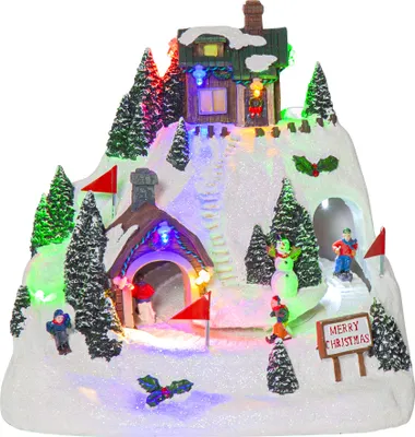 Produktbild von Weihnachts-Szenerie Iceville Spieluhr Rotation 8 Lieder RGB H 20cm
