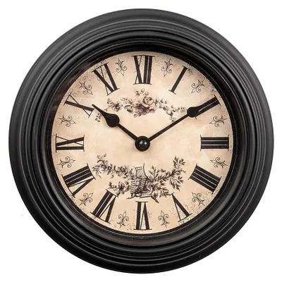 Image de Clayre & Eef Horloge murale Ø 23x4 cm Noir Beige Plastique