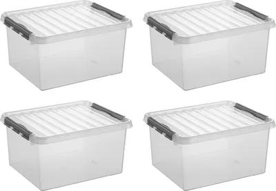 Immagine prodotto di Sonnenwaren Q -Linie Storagebox Trasparente/grigio 36 litri - Set di 4 pezzi