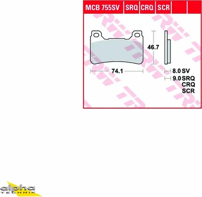 Produktbild von TRW Bremsbelagsatz MCB755SV VFR800F RC79 HEL Bremszangen