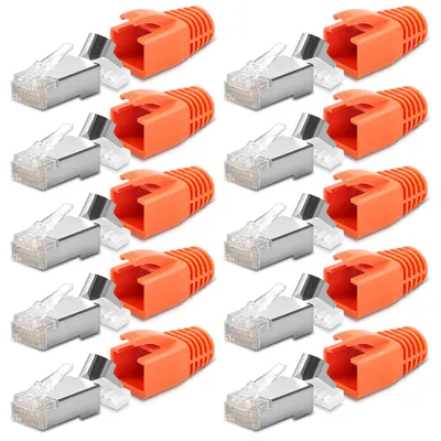 Produktbild von 10x Netzwerkstecker Netzwerk Stecker CAT7 CAT6A CAT6 RJ45 vergoldet Crimpstecker