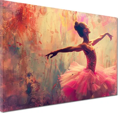 Produktbild von Abstrakt Ballerina in Rosa Wandbild Leinwandbild Kunstdruck XL Wanddeko: 120x80x4cm