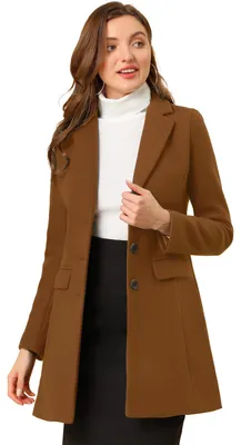 Productafbeelding van Allegra K, lange winterjas voor dames, enkellaags lang model, cabanjas