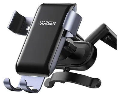 A close-up product shot of a black and gray phone holder.