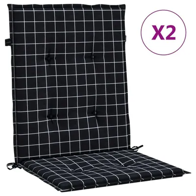 Obrázek produktu pro vidaXL Polštáře na židle s nízkým opěradlem 2 ks Černá kontrola vzoru tkaniny