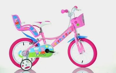 Produktbild von Dino Bikes Peppa Pig Kinderfahrrad für Mädchen mit Stützrädern und Rücktrittbremse 14 Zoll