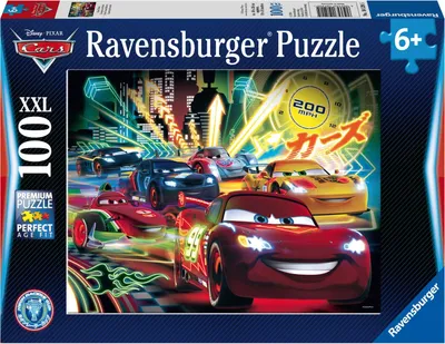 Obrázok produktu pre Ravensburger Cars Neon, 100 kusov, rozprávky, 6 rok / roky