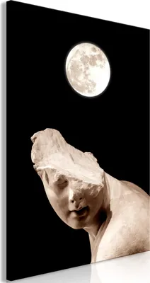 Produktbild von Italienischer Leinwand Leinwandbild - Moon and Statue (1 Part) Vertical 80x120 cm Abstrakt h-C-0196-b-a