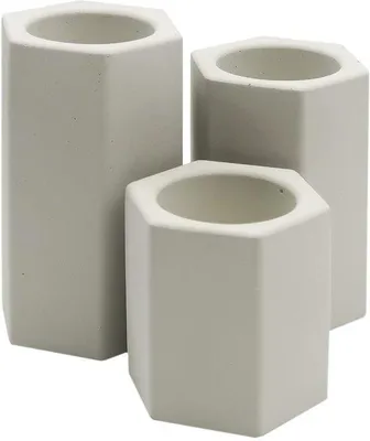 Immagine prodotto di Portacandele in cemento grigio chiaro - Ø 6x6/8,5/10 cm