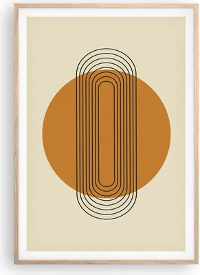 Produktbild von Gerahmtes Poster - Rahmen in heller Eiche - Stück Geometrisch Orange - 70x100 cm - Wand Bild - Wanddeko - Wandbilder - Kunstposter - Wandposter - Bilderrahmen - Bilder - Kunstdruck - P2NPA70x100-4877