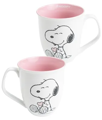 Produktbild von The Peanuts Snoopy Tasse - Kaffeetasse Becher Kaffeebecher aus Keramik Rosa Weiß 280 ml