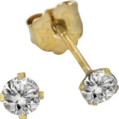 Produktbild von F Ohrstecker 333/- Gold 0,3cm gelb Zirkonia weiß 216320036