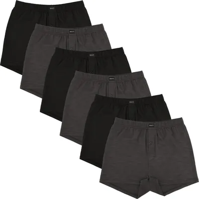 Produktbild von Gomati 6er Pack Herren Jersey Boxershorts - Anthrazit-Schwarz XXL