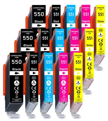 Produktbild von 15er Pack Druckerpatronen PGI-550 CLI-551 kompatibel mit Canon Pixma MG 5600