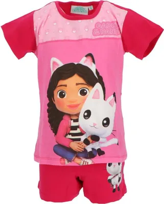 Image de Gabby's Dollhouse Shortama - Pyjama d'enfant & pyjama d'été 100% coton Rose 2 ans