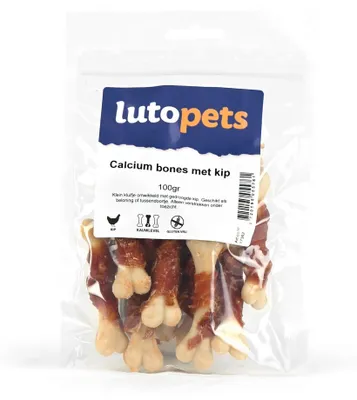 Produktbild von Lutopets Calcium Bones mit Huhn – 100 g – Kauknochen für Hunde