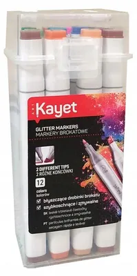 Produktbild von Kayet Glitzer Promarkery Permanent 12 Stück Geschenkset