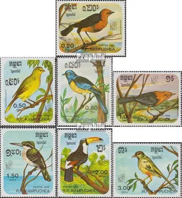 Produktbild von Briefmarken Kambodscha 1985 Mi 690-696 (kompl.Ausg.) postfrisch Vögel